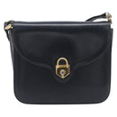 CELINE Shoulder Bag Leather Black Gold Auth 209039-2