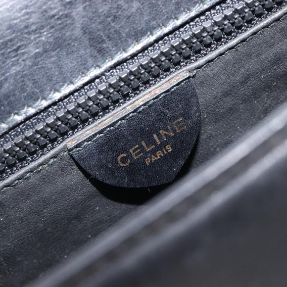 CELINE Shoulder Bag Leather Black Gold Auth 209039