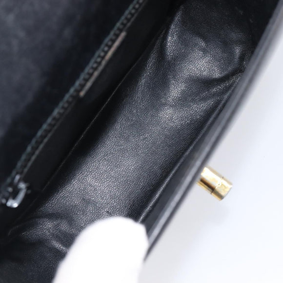 CELINE Shoulder Bag Leather Black Gold Auth 209039