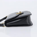 CELINE Shoulder Bag Leather Black Gold Auth 209039-5