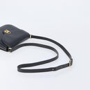 CELINE Shoulder Bag Leather Black Gold Auth 209039-7
