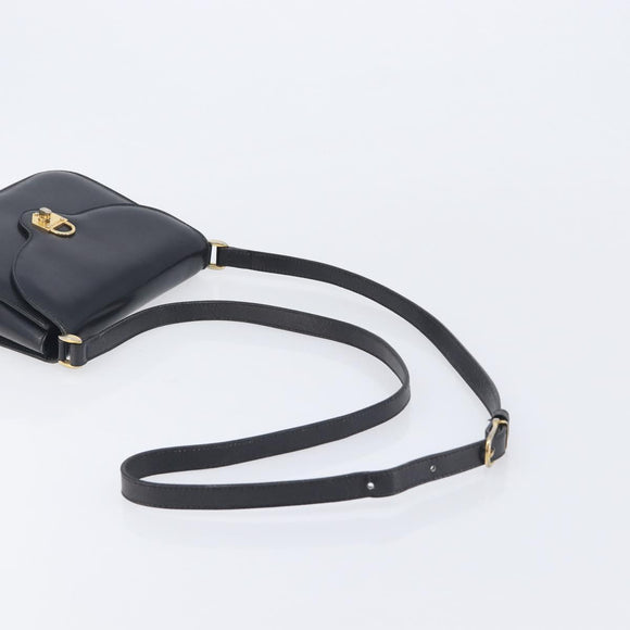 CELINE Shoulder Bag Leather Black Gold Auth 209039