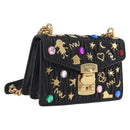 Miu Miu Chain Shoulder Bag Leather Black Gold Auth 209040SAM-1