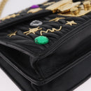 Miu Miu Chain Shoulder Bag Leather Black Gold Auth 209040SAM-11
