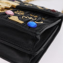Miu Miu Chain Shoulder Bag Leather Black Gold Auth 209040SAM-12