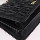Miu Miu Chain Shoulder Bag Leather Black Gold Auth 209040SAM-13