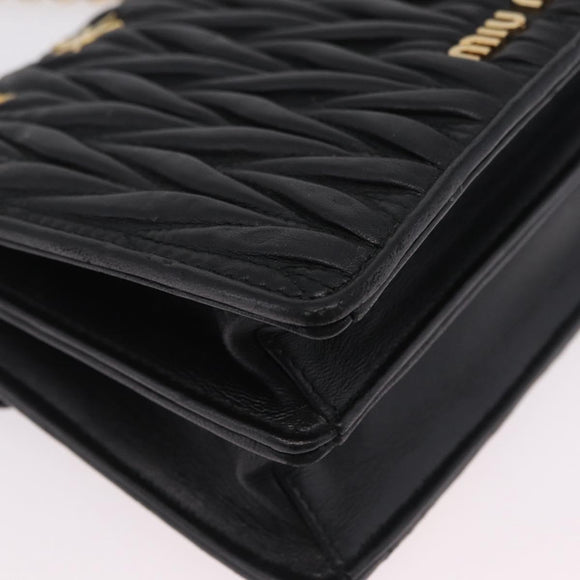 Miu Miu Chain Shoulder Bag Leather Black Gold Auth 209040SAM
