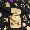 Miu Miu Chain Shoulder Bag Leather Black Gold Auth 209040SAM-16