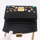 Miu Miu Chain Shoulder Bag Leather Black Gold Auth 209040SAM-17