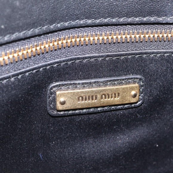 Miu Miu Chain Shoulder Bag Leather Black Gold Auth 209040SAM