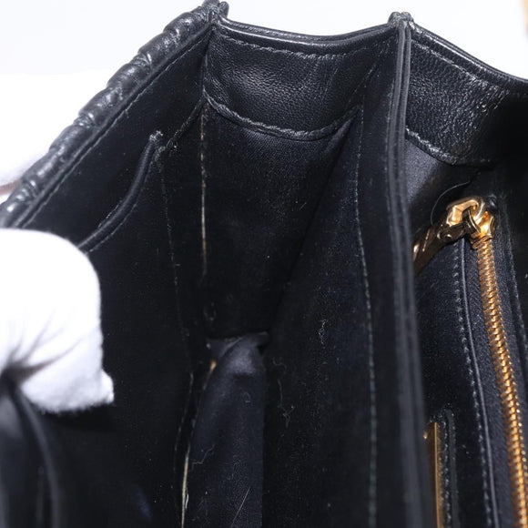 Miu Miu Chain Shoulder Bag Leather Black Gold Auth 209040SAM