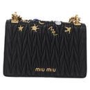 Miu Miu Chain Shoulder Bag Leather Black Gold Auth 209040SAM-3