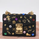 Miu Miu Chain Shoulder Bag Leather Black Gold Auth 209040SAM-31