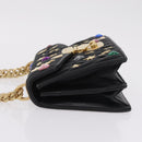 Miu Miu Chain Shoulder Bag Leather Black Gold Auth 209040SAM-5
