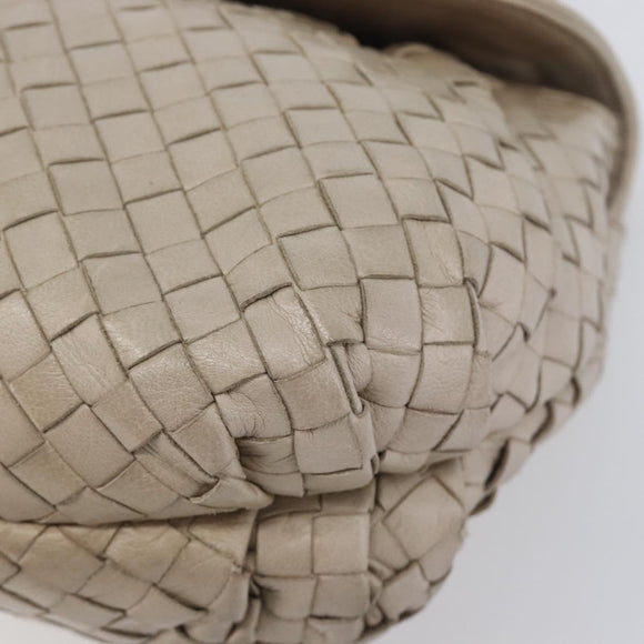 Bottega Veneta INTRECCIATO Hand Bag Leather Beige Gold Auth 209041