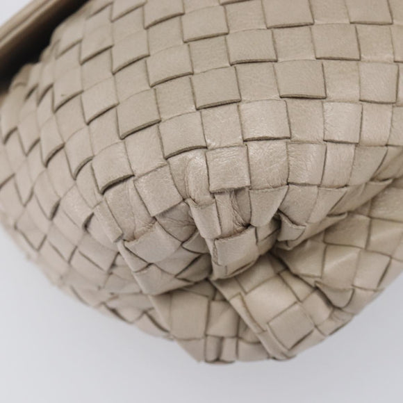 Bottega Veneta INTRECCIATO Hand Bag Leather Beige Gold Auth 209041