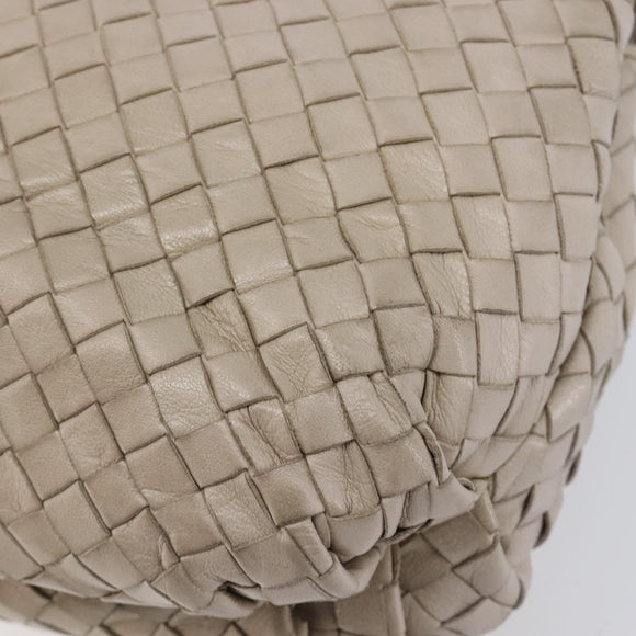 Bottega Veneta INTRECCIATO Hand Bag Leather Beige Gold Auth 209041
