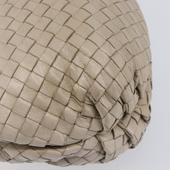 Bottega Veneta INTRECCIATO Hand Bag Leather Beige Gold Auth 209041