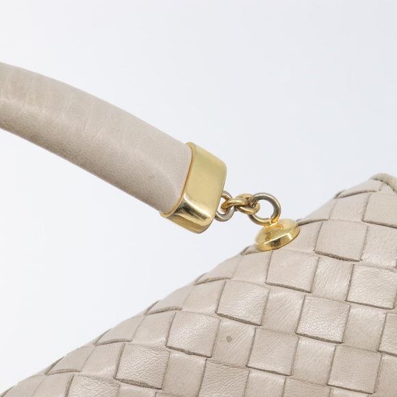 Bottega Veneta INTRECCIATO Hand Bag Leather Beige Gold Auth 209041