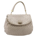 Bottega Veneta INTRECCIATO Hand Bag Leather Beige Gold Auth 209041-2