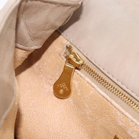 Bottega Veneta INTRECCIATO Hand Bag Leather Beige Gold Auth 209041