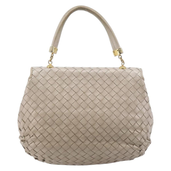 Bottega Veneta INTRECCIATO Hand Bag Leather Beige Gold Auth 209041
