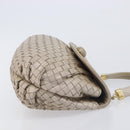 Bottega Veneta INTRECCIATO Hand Bag Leather Beige Gold Auth 209041-4