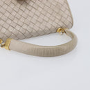 Bottega Veneta INTRECCIATO Hand Bag Leather Beige Gold Auth 209041-7