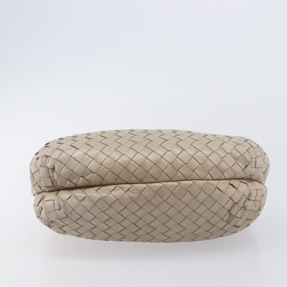Bottega Veneta INTRECCIATO Hand Bag Leather Beige Gold Auth 209041