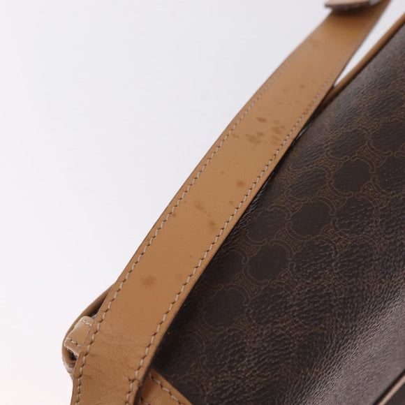 CELINE Macadam Shoulder Bag PVC Brown Gold Tone Auth 209060