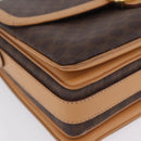 CELINE Macadam Shoulder Bag PVC Brown Gold Tone Auth 209060-15