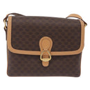 CELINE Macadam Shoulder Bag PVC Brown Gold Tone Auth 209060-2