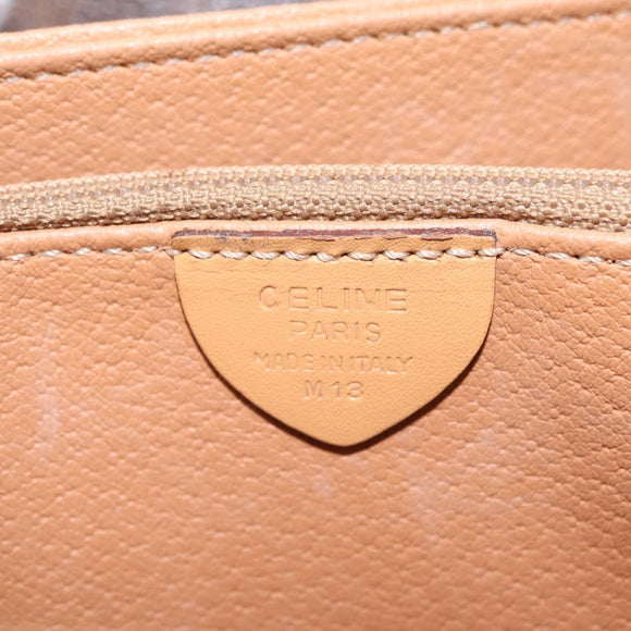 CELINE Macadam Shoulder Bag PVC Brown Gold Tone Auth 209060