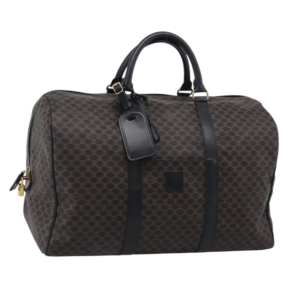 CELINE Macadam Boston Bag PVC Black Gold Tone Auth 209064V