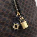 CELINE Macadam Boston Bag PVC Black Gold Tone Auth 209064V-14