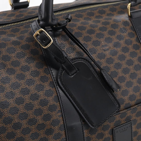 CELINE Macadam Boston Bag PVC Black Gold Tone Auth 209064V