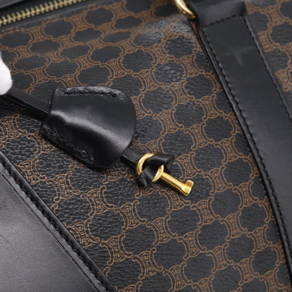CELINE Macadam Boston Bag PVC Black Gold Tone Auth 209064V