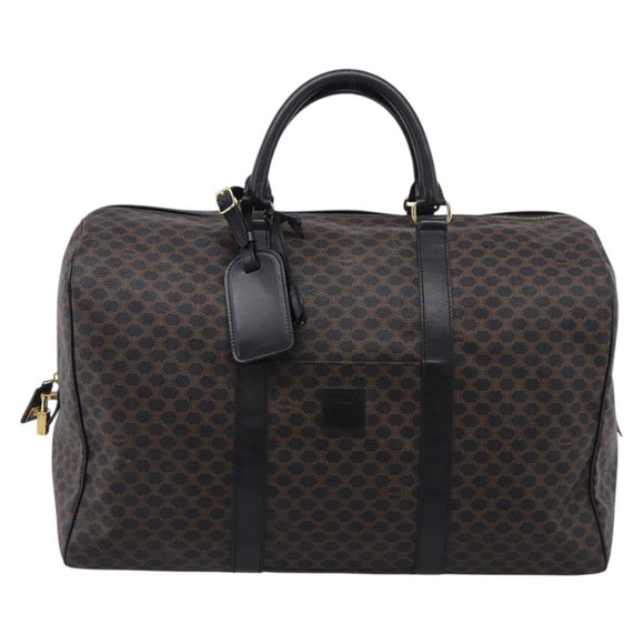 CELINE Macadam Boston Bag PVC Black Gold Tone Auth 209064V