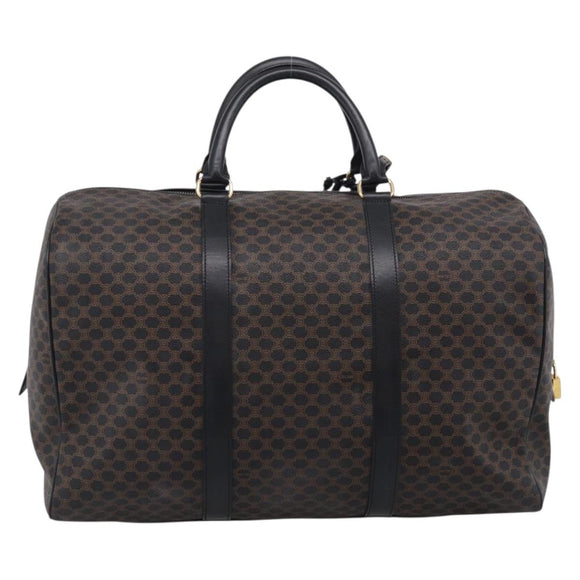 CELINE Macadam Boston Bag PVC Black Gold Tone Auth 209064V