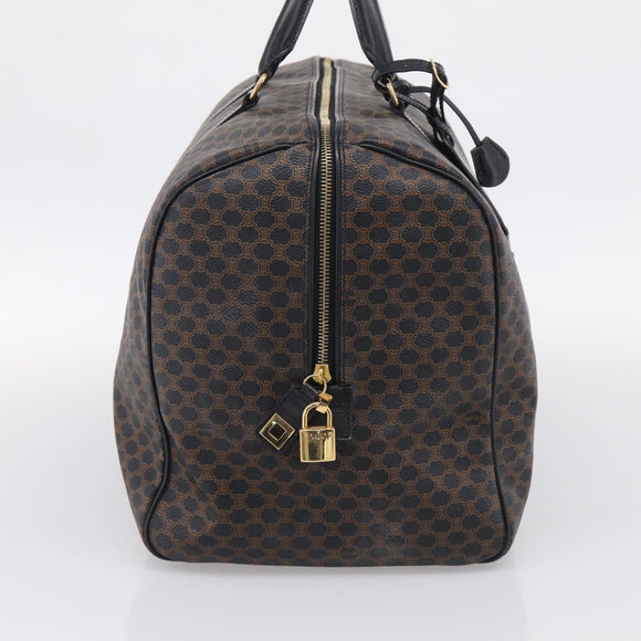 CELINE Macadam Boston Bag PVC Black Gold Tone Auth 209064V