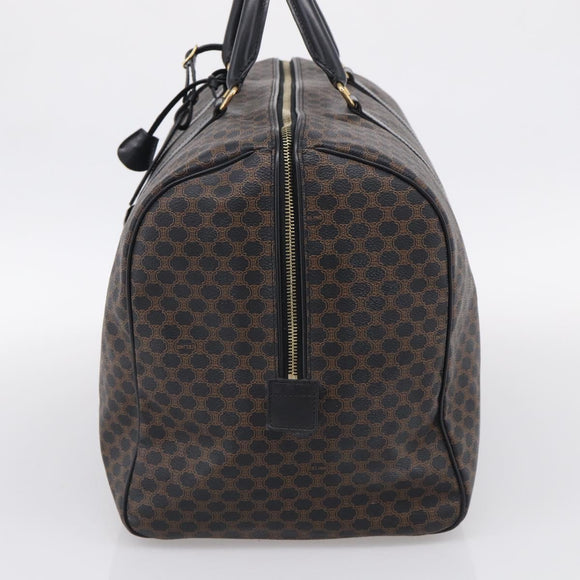 CELINE Macadam Boston Bag PVC Black Gold Tone Auth 209064V