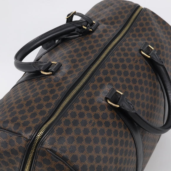 CELINE Macadam Boston Bag PVC Black Gold Tone Auth 209064V