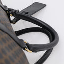 CELINE Macadam Boston Bag PVC Black Gold Tone Auth 209064V-8