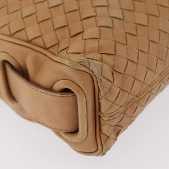 Bottega Veneta INTRECCIATO Shoulder Bag Leather Beige Gold Tone Auth 209065