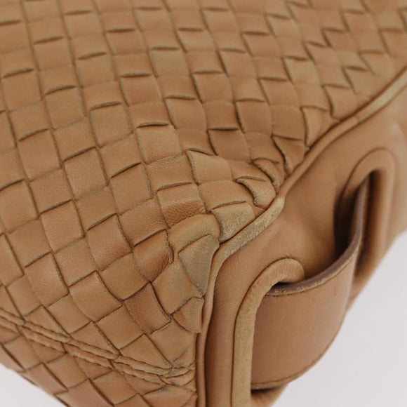 Bottega Veneta INTRECCIATO Shoulder Bag Leather Beige Gold Tone Auth 209065