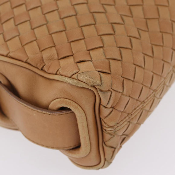 Bottega Veneta INTRECCIATO Shoulder Bag Leather Beige Gold Tone Auth 209065