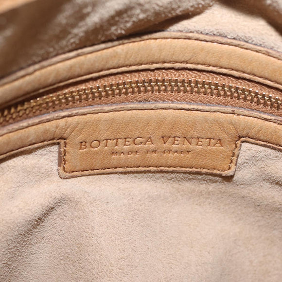 Bottega Veneta INTRECCIATO Shoulder Bag Leather Beige Gold Tone Auth 209065