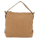 Bottega Veneta INTRECCIATO Shoulder Bag Leather Beige Gold Tone Auth 209065-2