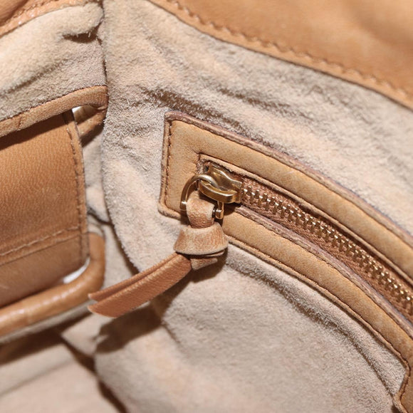 Bottega Veneta INTRECCIATO Shoulder Bag Leather Beige Gold Tone Auth 209065