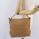 Bottega Veneta INTRECCIATO Shoulder Bag Leather Beige Gold Tone Auth 209065-24